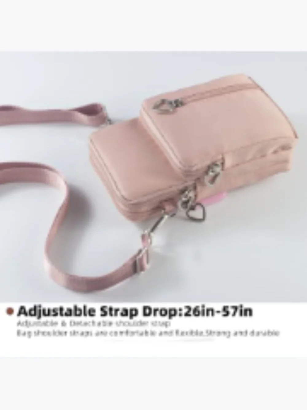 Women's Nylon Crossbody Bag with Detachable Strap, Phone Pocket & Wallet